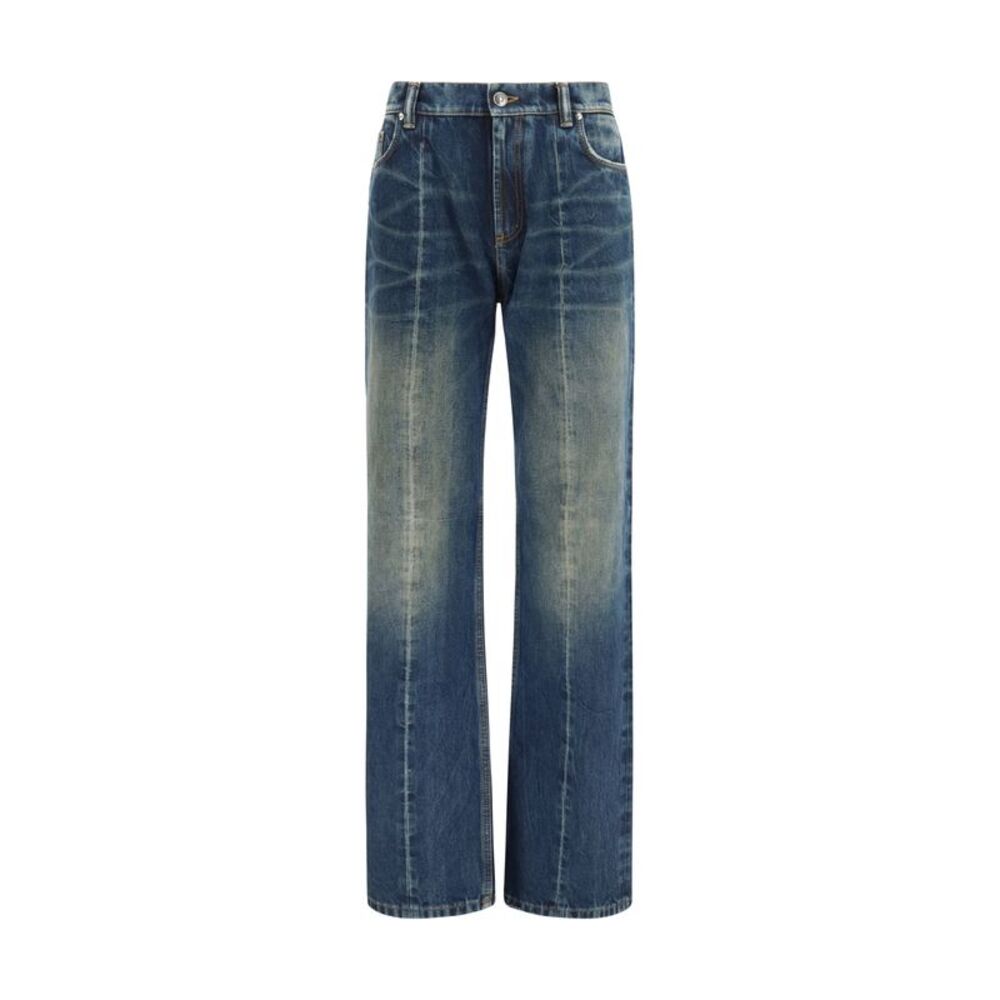 Versace Women Distressed Straight-Leg Cotton Denim Jeans